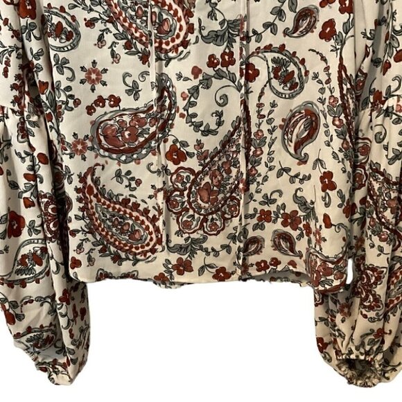 Banana Republic Paisley Lace up Balloon sleeve blouse - Picture 5 of 8